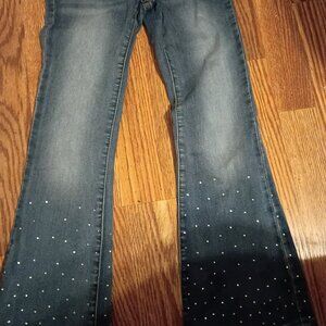Girls size 10 blue denim rhinestone flair jeans Lilac Sunset